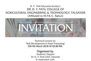 Invitation of Lecture on Skill Development in Food Processing
